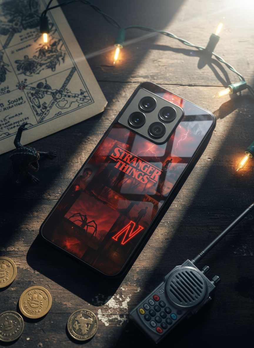 STRANGER THINGS- Red Realm Edit Premium Glass Back Cover For One Plus 13, 12, 11, 10 The Case & Co India