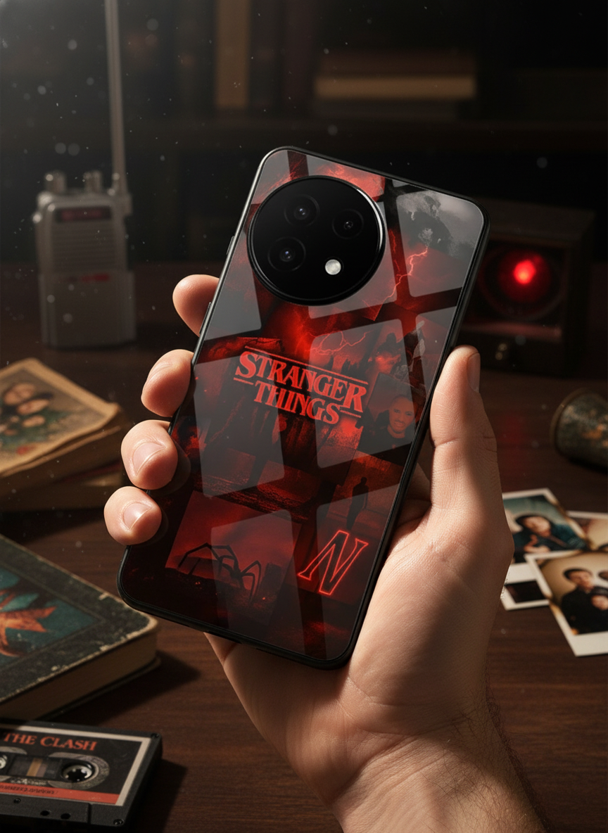 STRANGER THINGS- Red Realm Edit Premium Glass Back Cover For One Plus 13, 12, 11, 10 The Case & Co India
