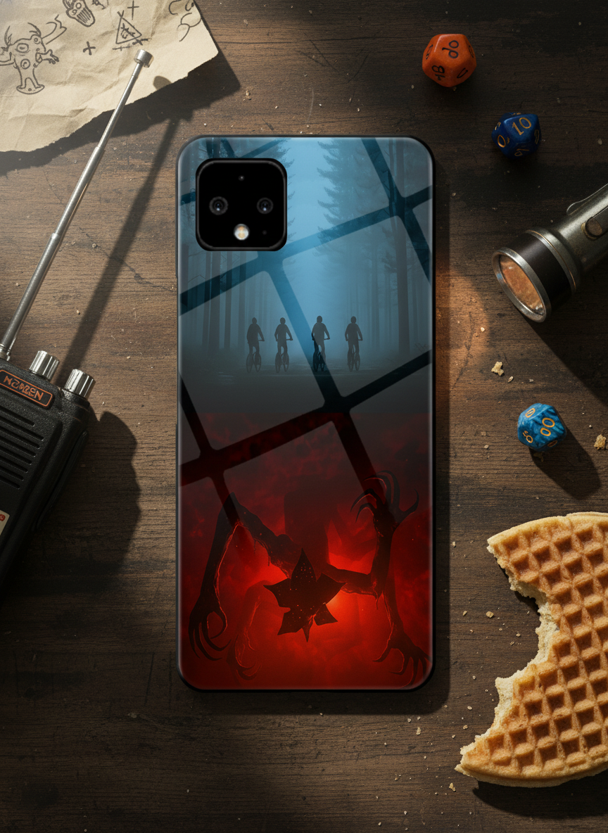 STRANGER THINGS- ShadowSplit Premium Glass Back Cover For Google Pixel 7,8,9,10 Series The Case & Co India