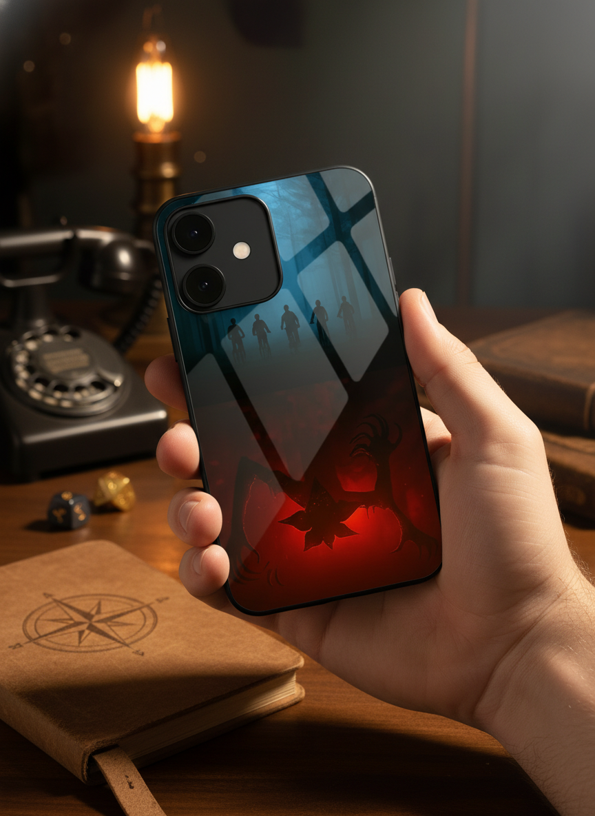 STRANGER THINGS- ShadowSplit Premium Glass Back Cover For iPhone 14-17 Models The Case & Co India