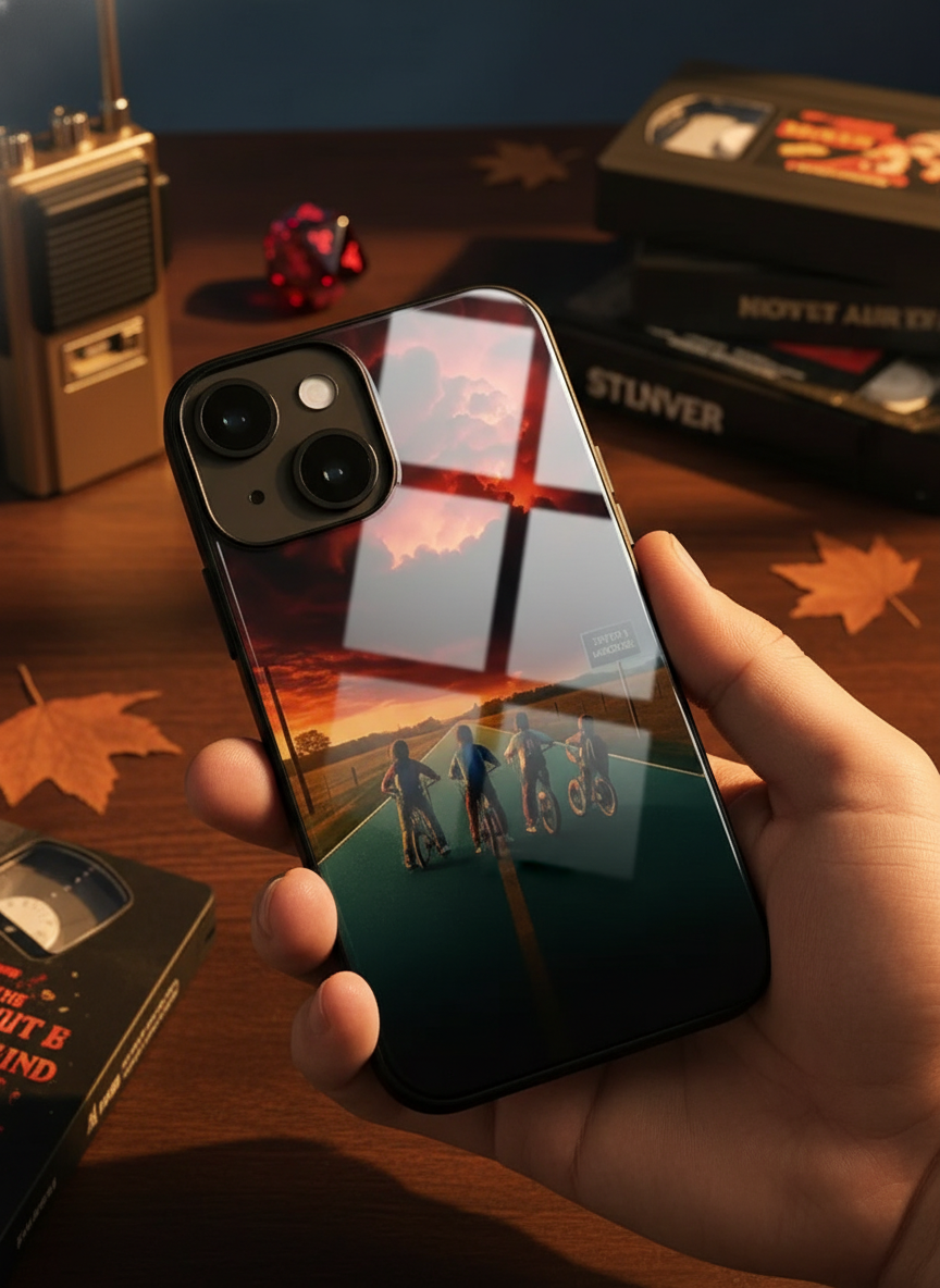 STRANGER THINGS- The Four Riders Premium Glass Back Cover For iPhone 14-17 Models The Case & Co India