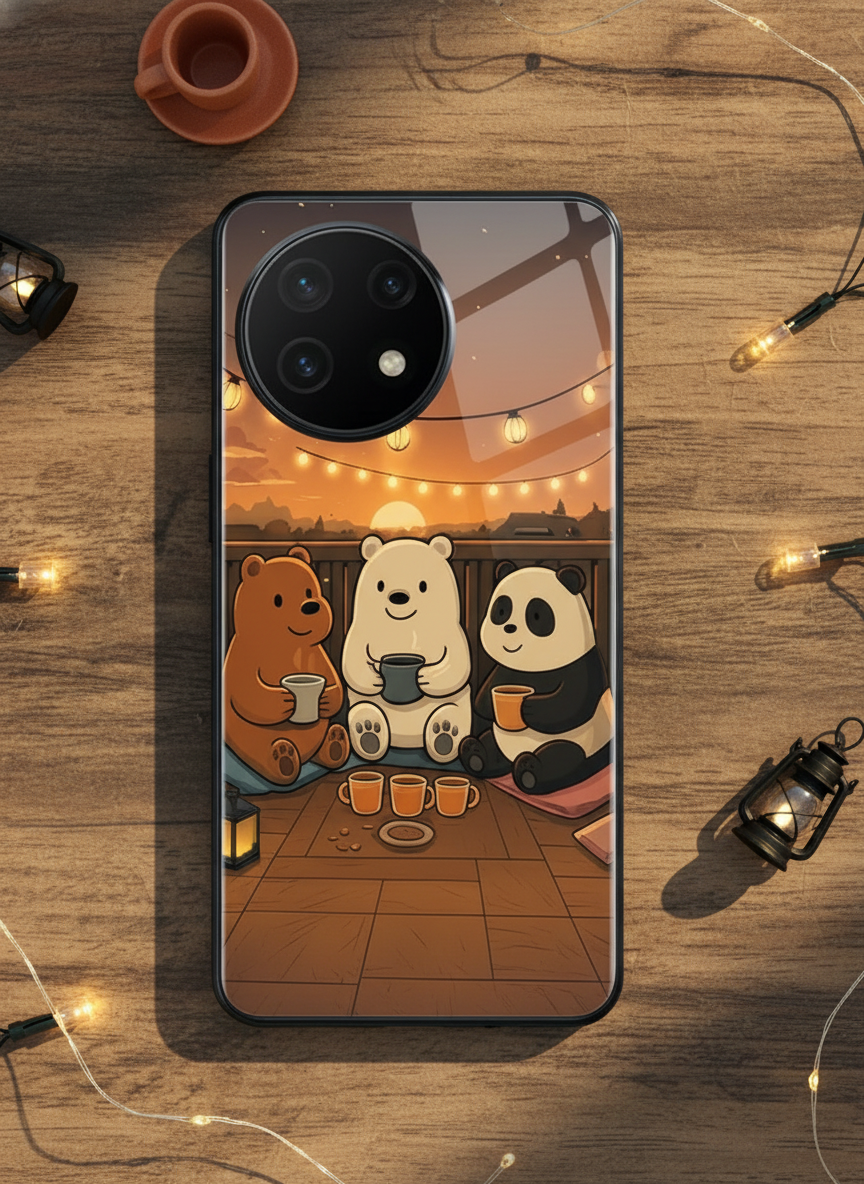 Tea Time Trio Glass Back Cover For One Plus 13, 12, 11, 10 The Case & Co India