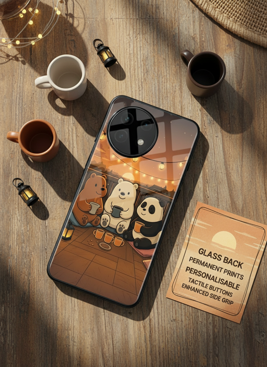 Tea Time Trio Glass Back Cover For One Plus 13, 12, 11, 10 The Case & Co India