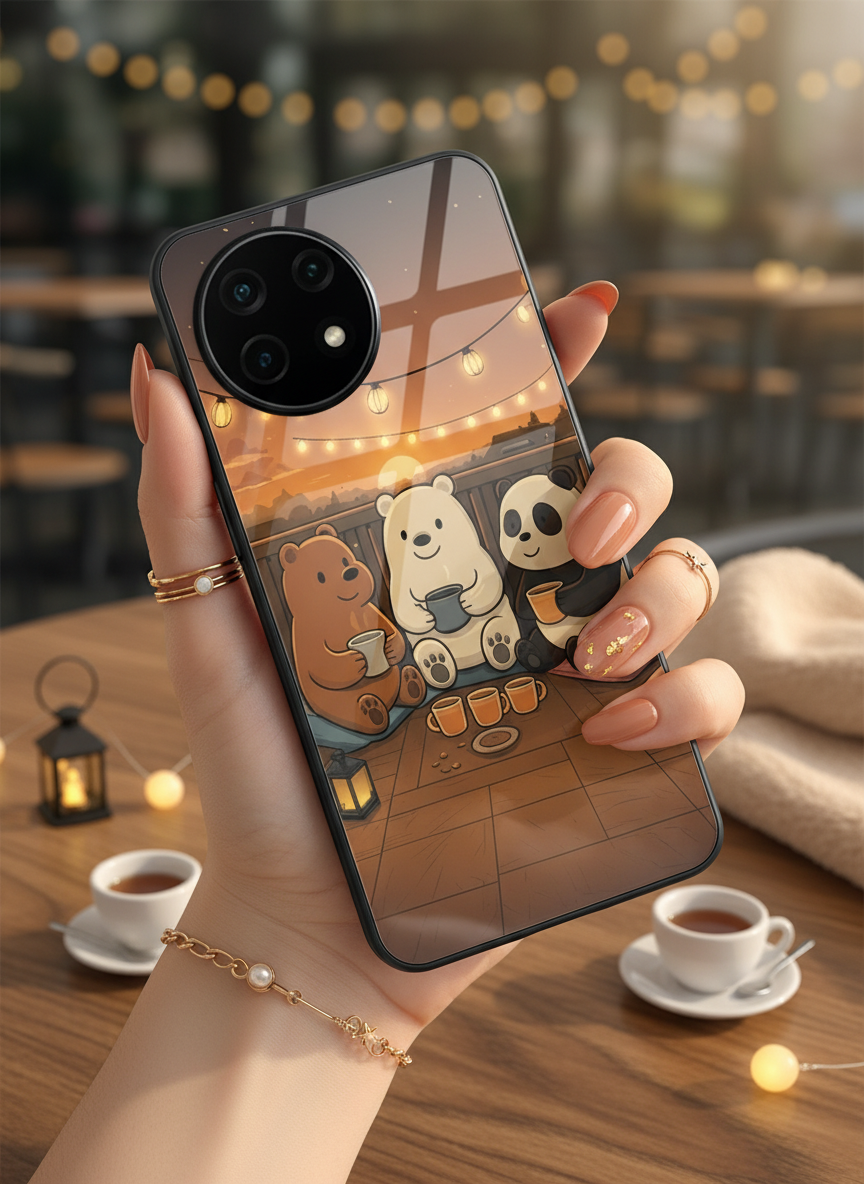 Tea Time Trio Glass Back Cover For One Plus 13, 12, 11, 10 The Case & Co India