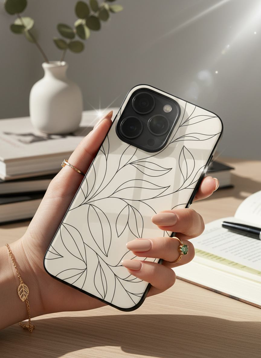 The Petal Sketch Premium Glass Back Cover For iPhone 14-17 Models The Case & Co India
