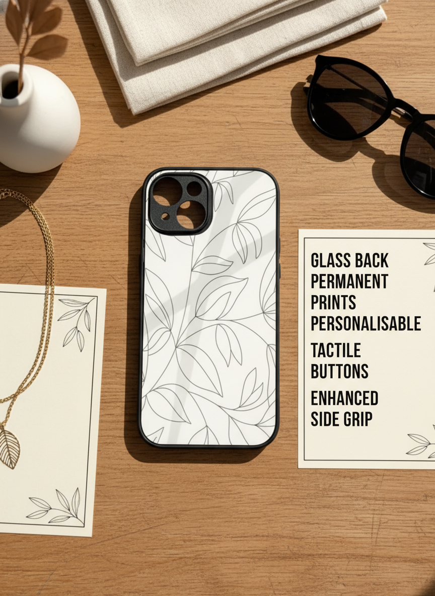 The Petal Sketch Premium Glass Back Cover For iPhone 14-17 Models The Case & Co India
