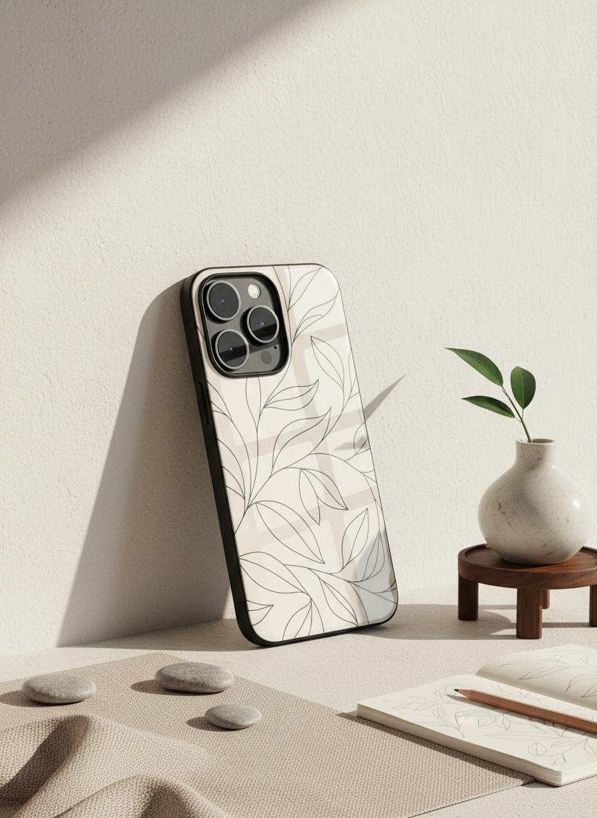 The Petal Sketch Premium Glass Back Cover For iPhone 14-17 Models The Case & Co India