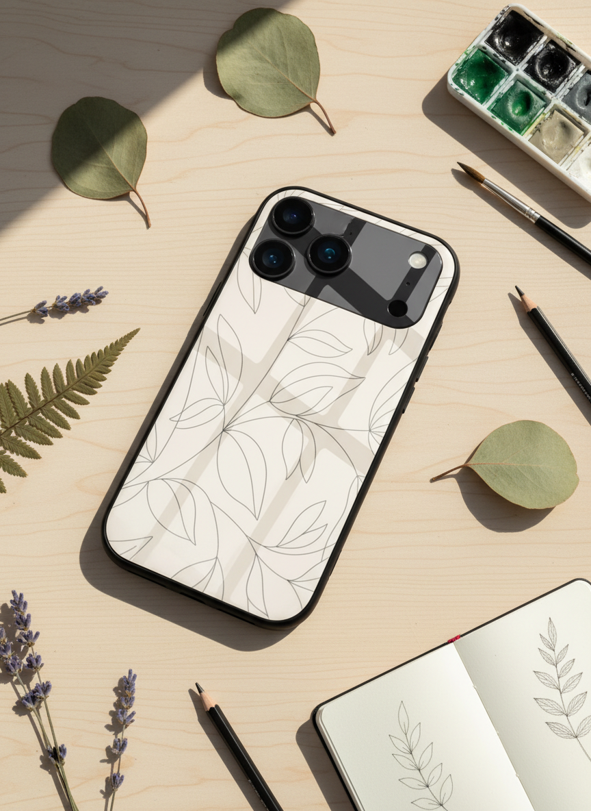 The Petal Sketch Premium Glass Back Cover For iPhone 14-17 Models The Case & Co India