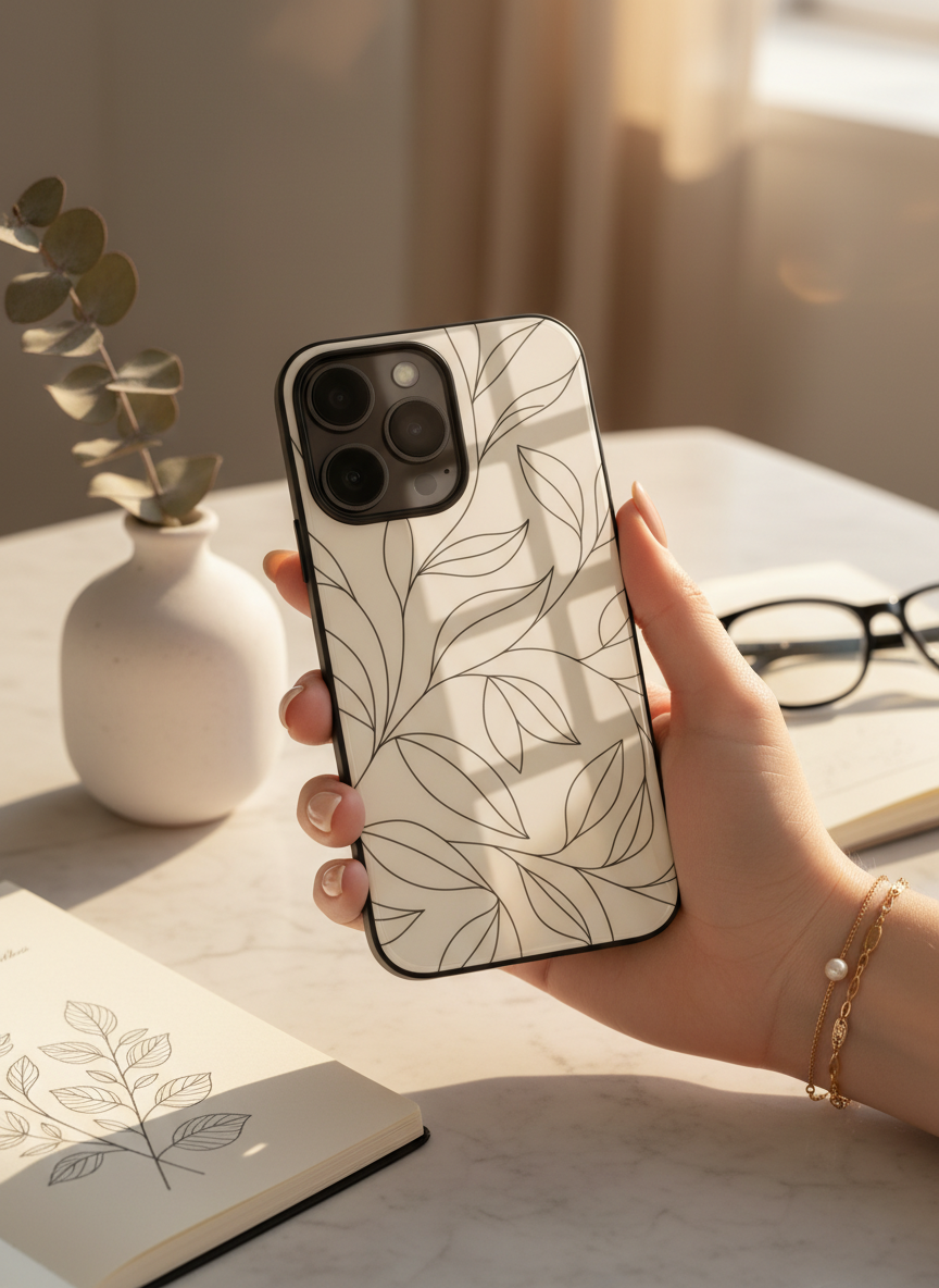 The Petal Sketch Premium Glass Back Cover For iPhone 14-17 Models The Case & Co India