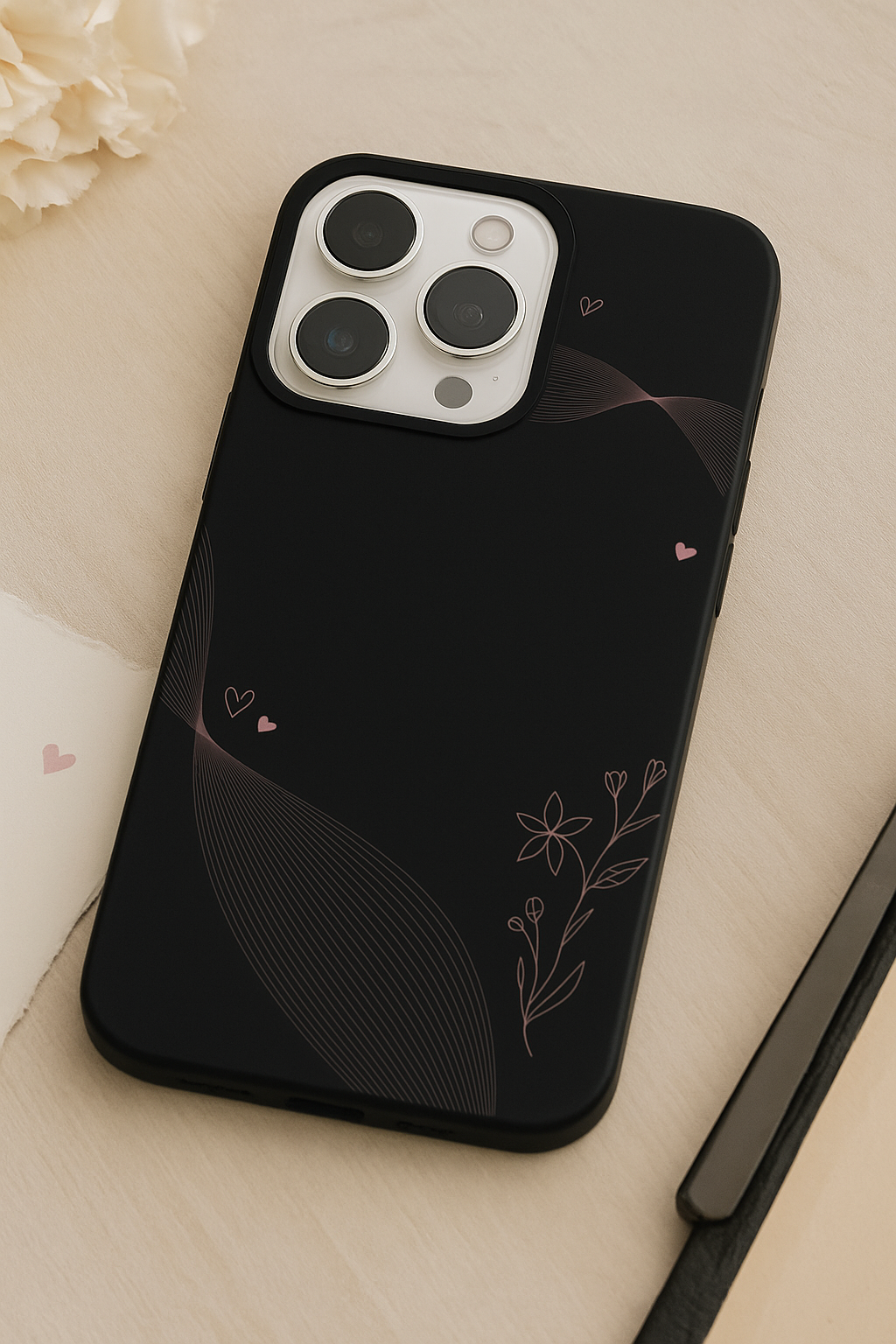 Velvet Bloom Personalised Name Premium Glass Back Cover For iPhone 14-17 Models The Case & Co India
