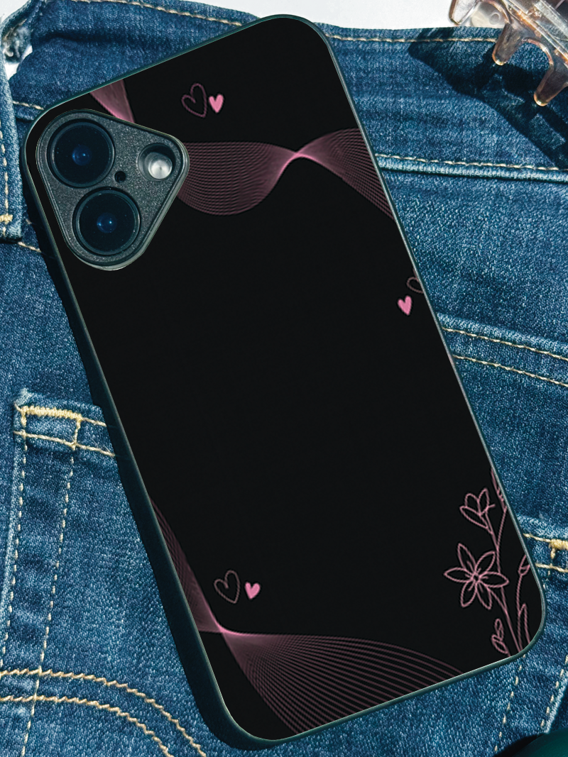 Velvet Bloom Personalised Name Premium Glass Back Cover For iPhone 14-17 Models The Case & Co India