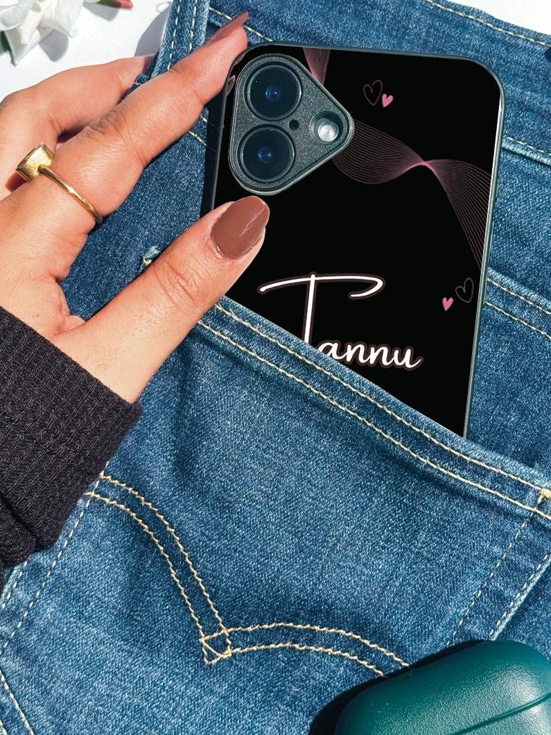 Velvet Bloom Personalised Name Premium Glass Back Cover For iPhone 14-17 Models The Case & Co India