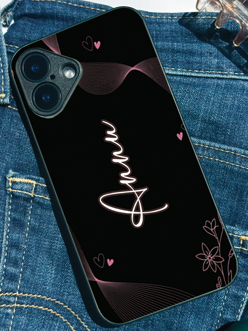 Velvet Bloom Personalised Name Premium Glass Back Cover For iPhone 14-17 Models The Case & Co India