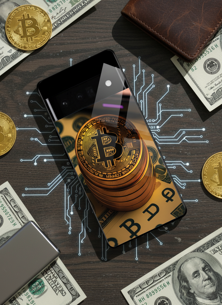 Bitcoin Blaze Premium Glass Back Cover For Google Pixel 7,8,9,10 Series