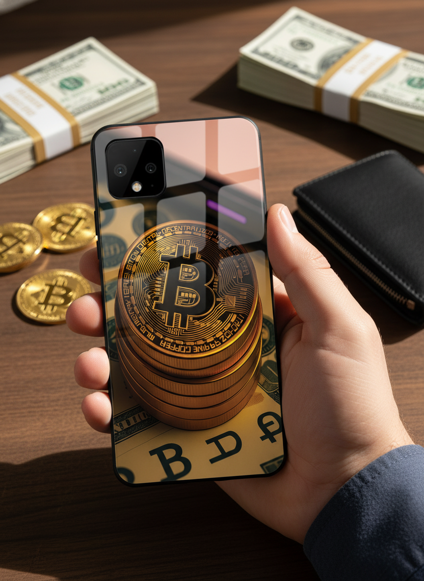 Bitcoin Blaze Premium Glass Back Cover For Google Pixel 7,8,9,10 Series