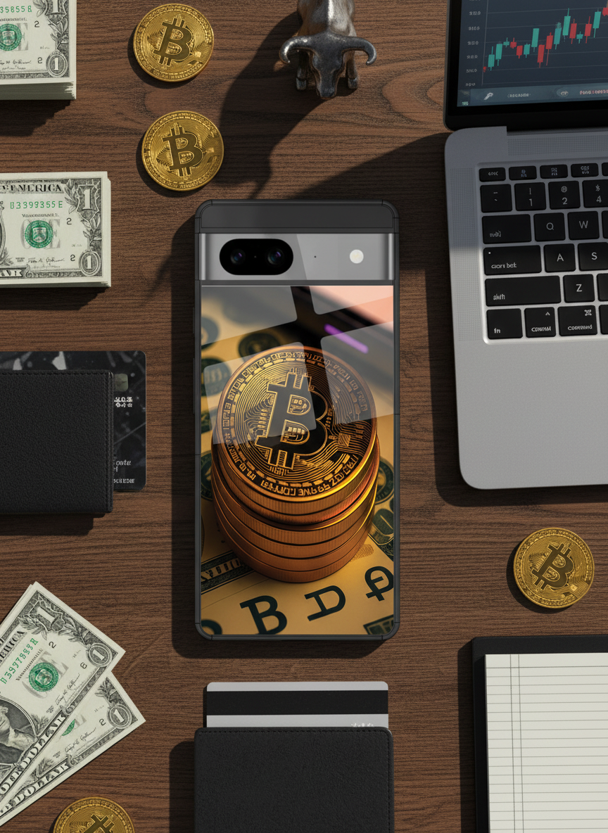 Bitcoin Blaze Premium Glass Back Cover For Google Pixel 7,8,9,10 Series