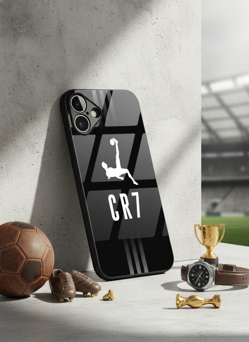 CR7 Legacy Premium Glass Back Cover For iPhone 11-17 Models