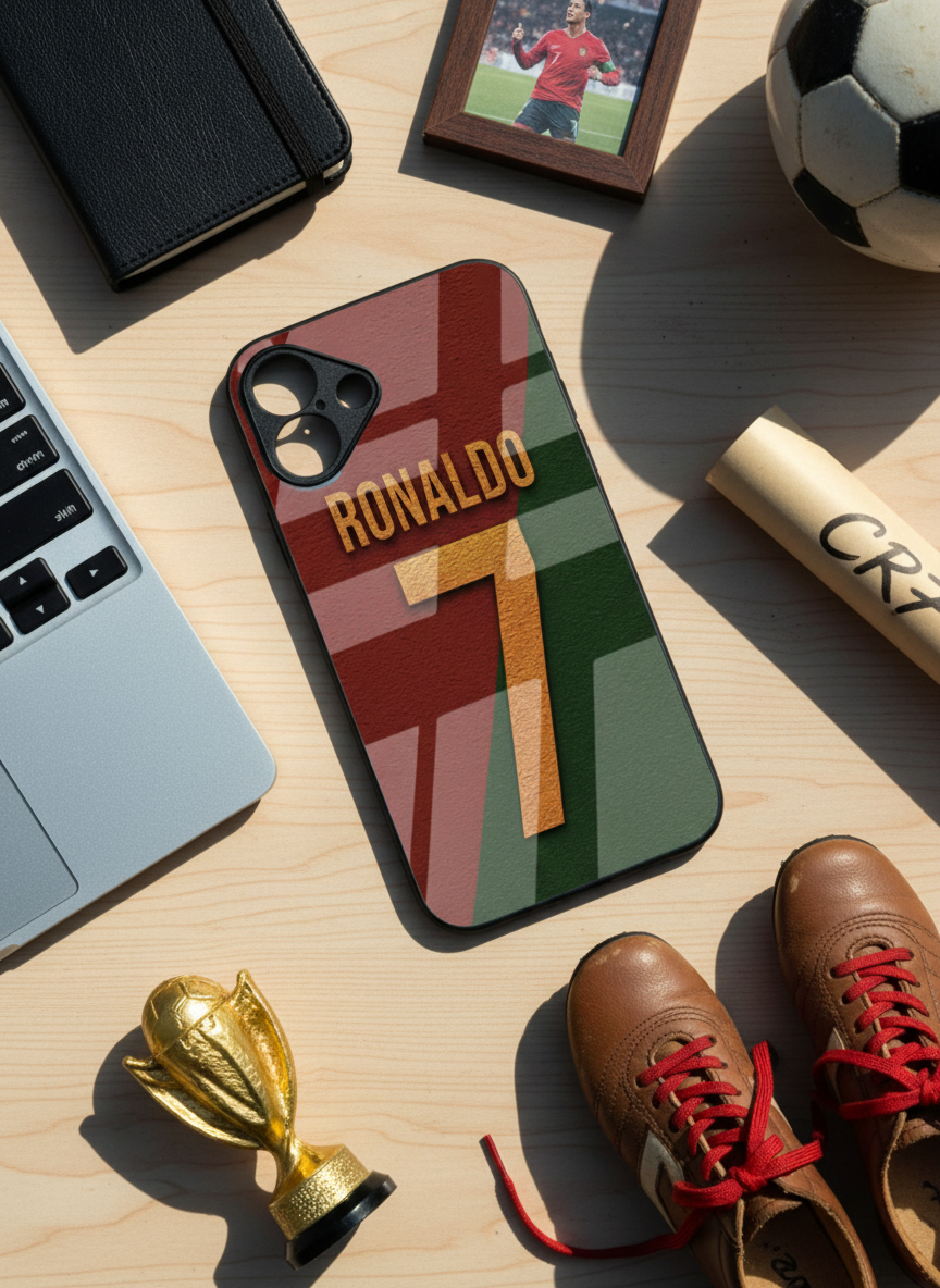 Ronaldo Royale Premium Glass Back Cover For iPhone 11-17 Models