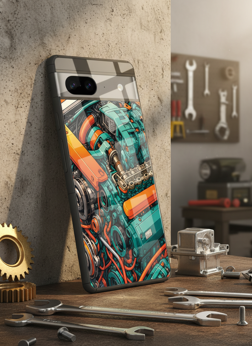 Aesthetic Engine-ry Premium Glass Back Cover For Google Pixel 7,8,9,10 Series