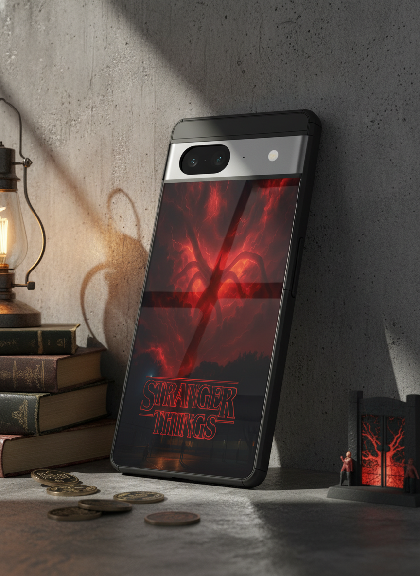 STRANGER THINGS- The Dark Overlord Premium Glass Back Cover For Google Pixel 7,8,9,10 Series