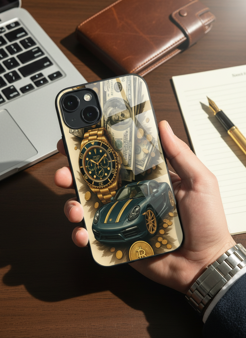 Crypto King Premium Glass Back Cover For iPhone 11-17 Models