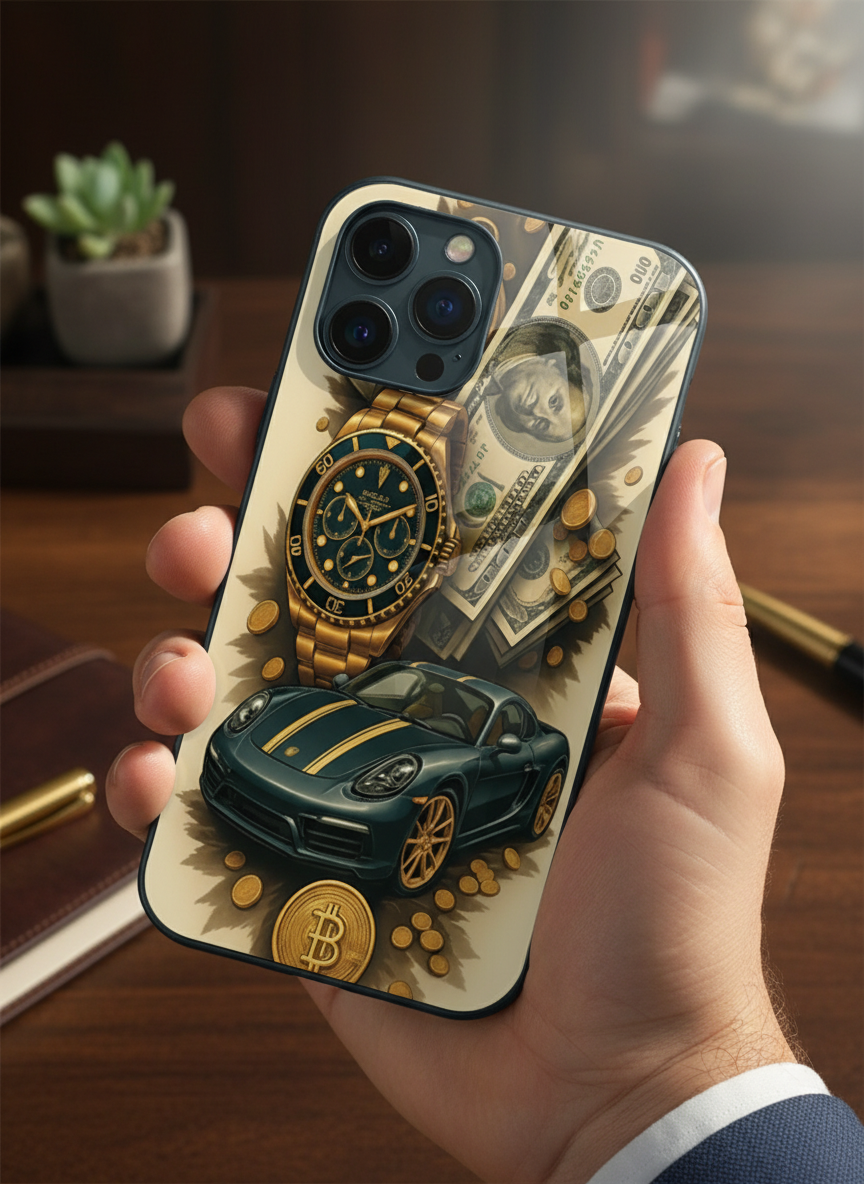 Crypto King Premium Glass Back Cover For iPhone 11-17 Models