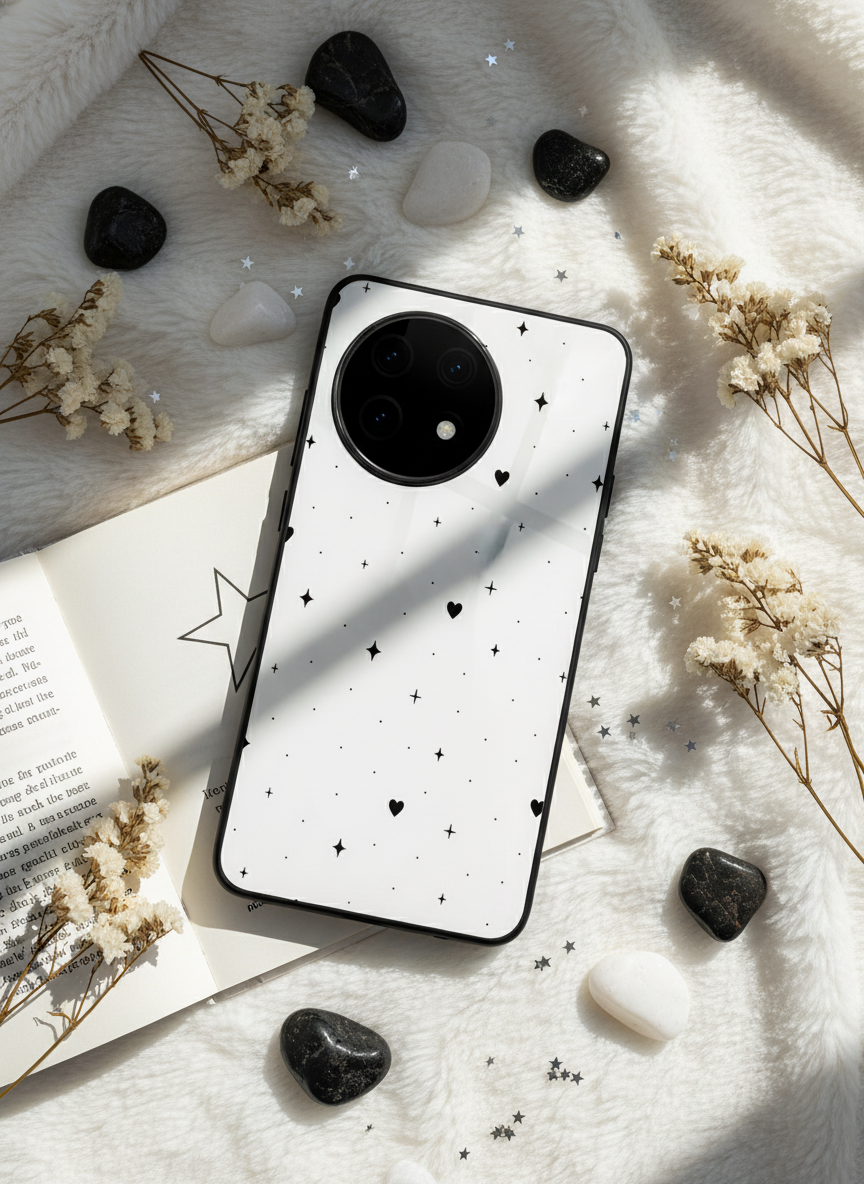 Minimal LOVE Premium Glass Back Cover For One Plus 13, 12, 11, 10, Nord Series