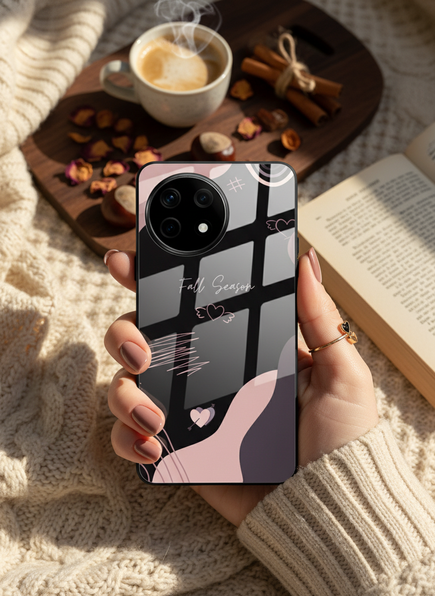Autumn Heart Premium Glass Back Cover For One Plus 13, 12, 11, 10, Nord Series