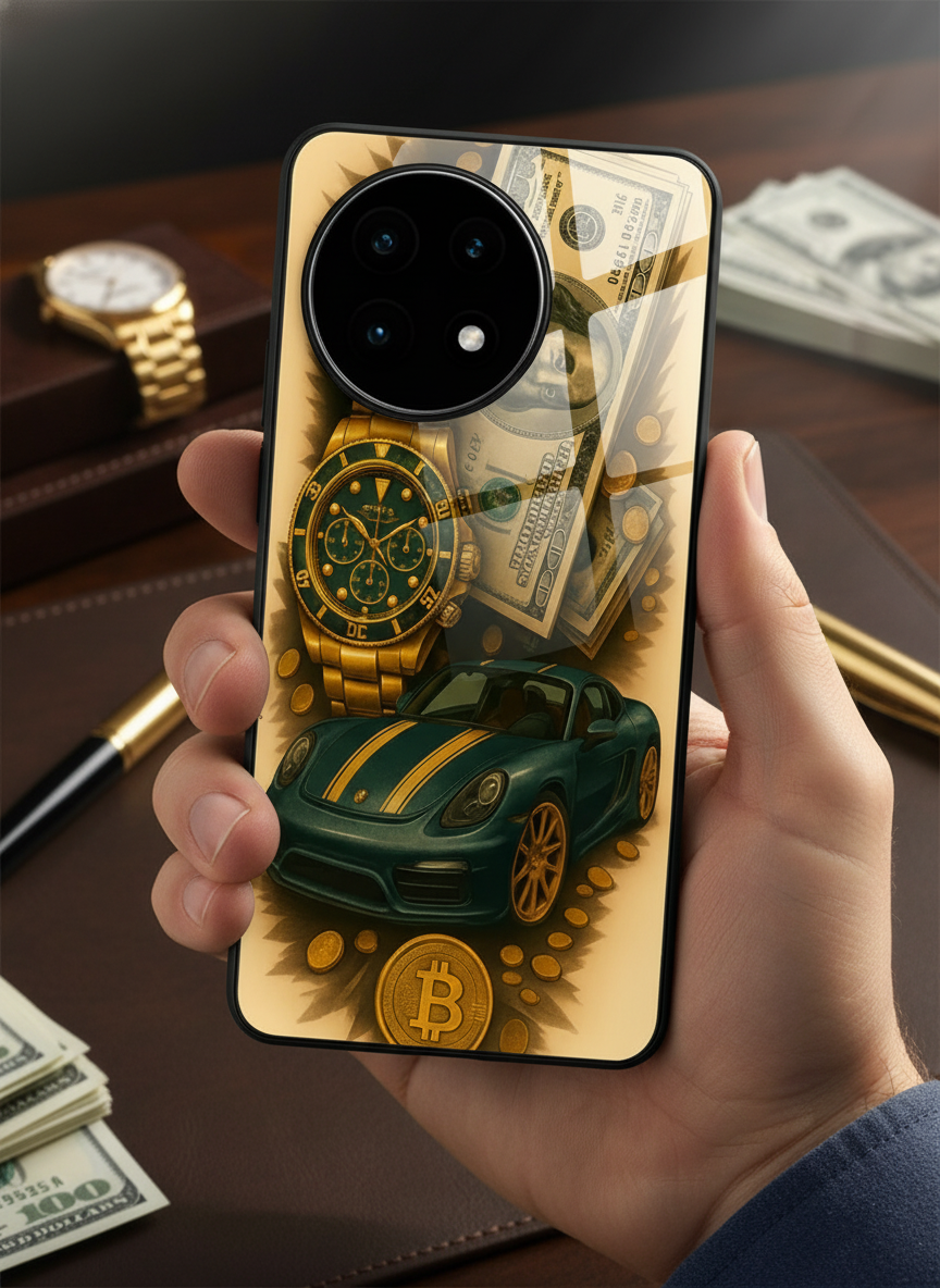 Crypto King Premium Glass Back Cover For One Plus 13, 12, 11, 10, Nord Series