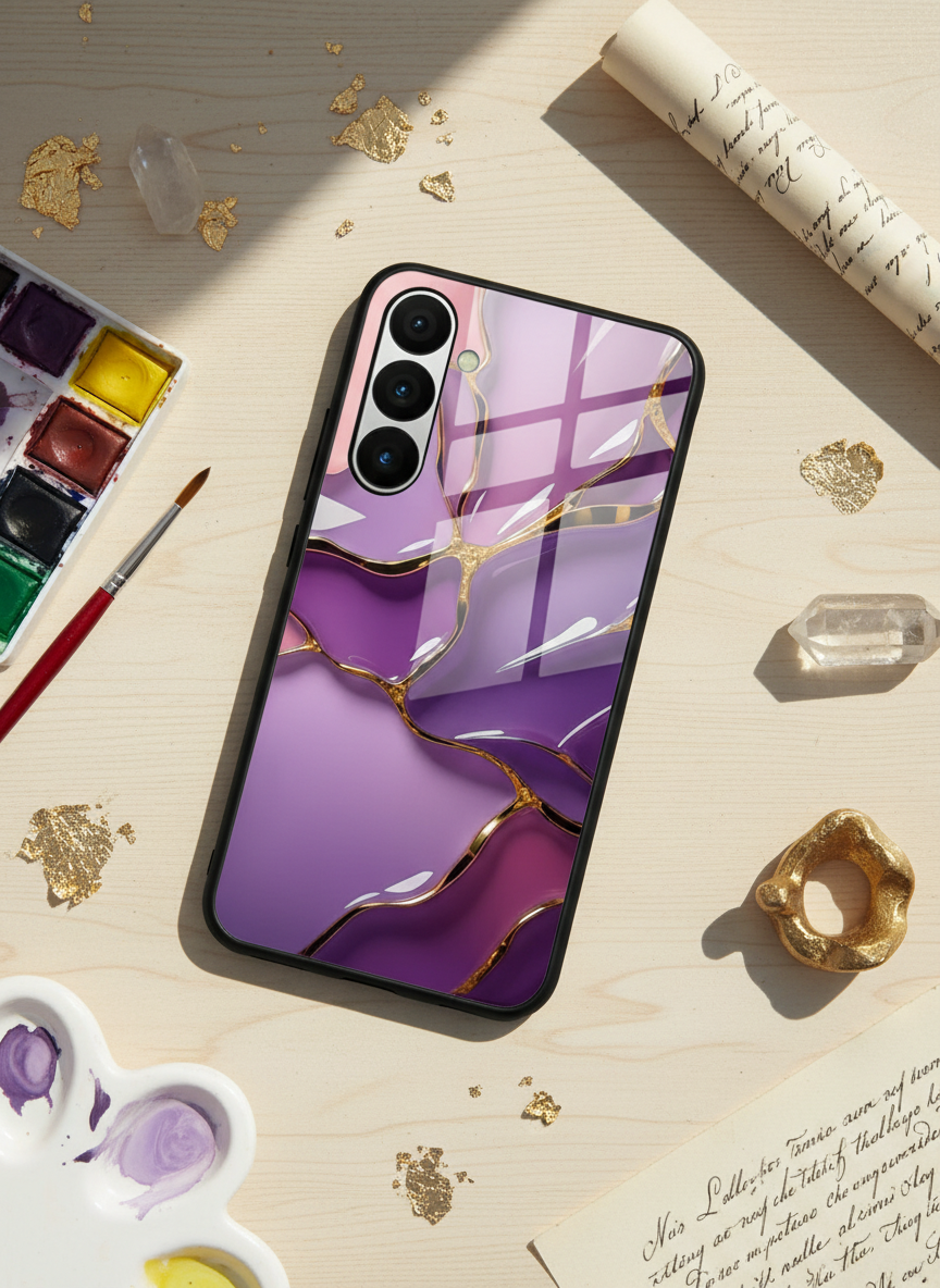Amethyst Glaze Premium Glass Back Cover For Galaxy S, A, M & F Series