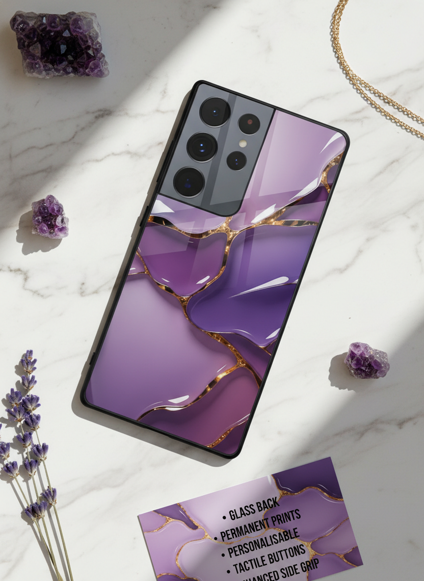 Amethyst Glaze Premium Glass Back Cover For Galaxy S, A, M & F Series