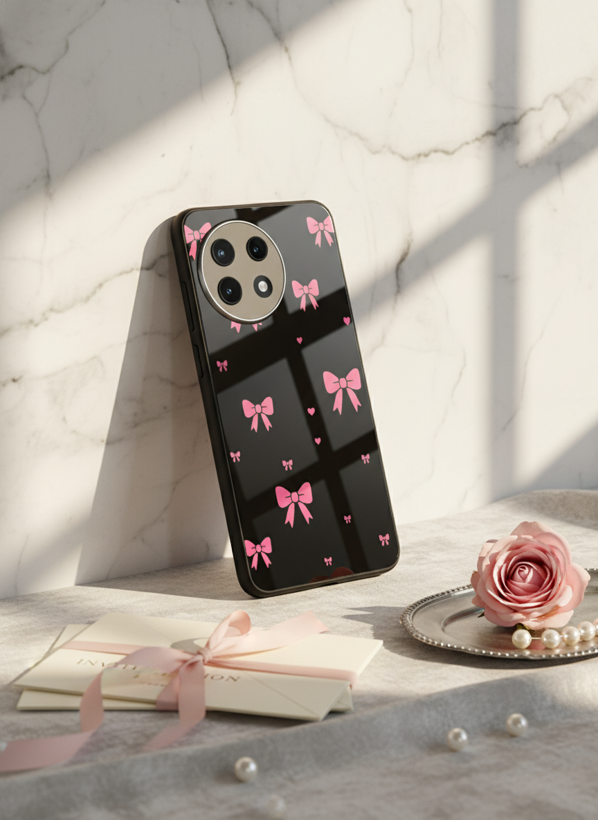 Glam Bow Premium Glass Back Cover For One Plus 13, 12, 11, 10, Nord Series