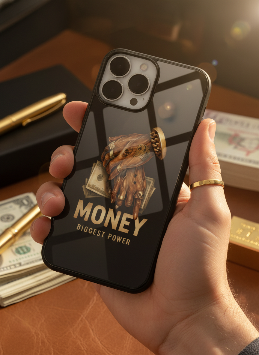 Cash Command Premium Glass Back Cover For iPhone 11-17 Models