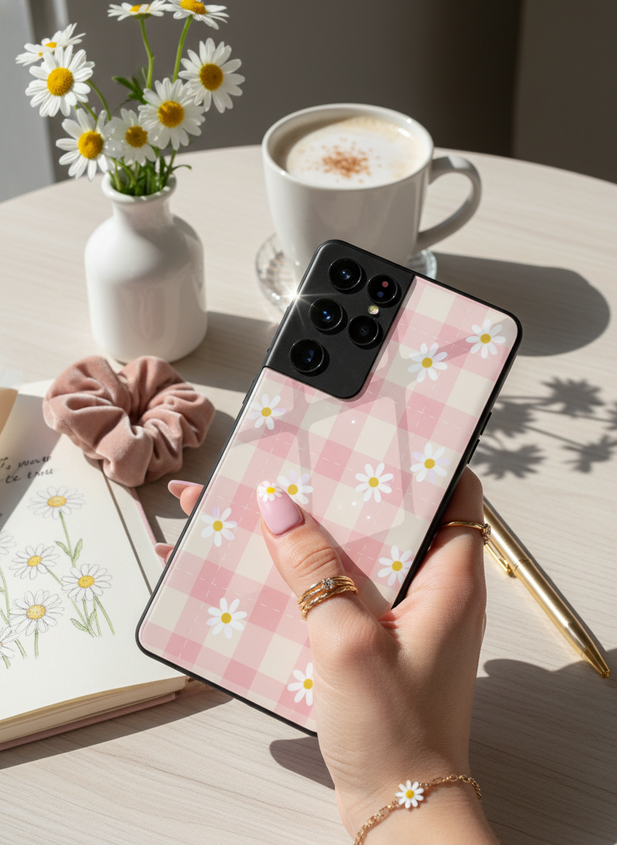 Daisy Bloom Premium Glass Back Cover For Galaxy S, A, M & F Series