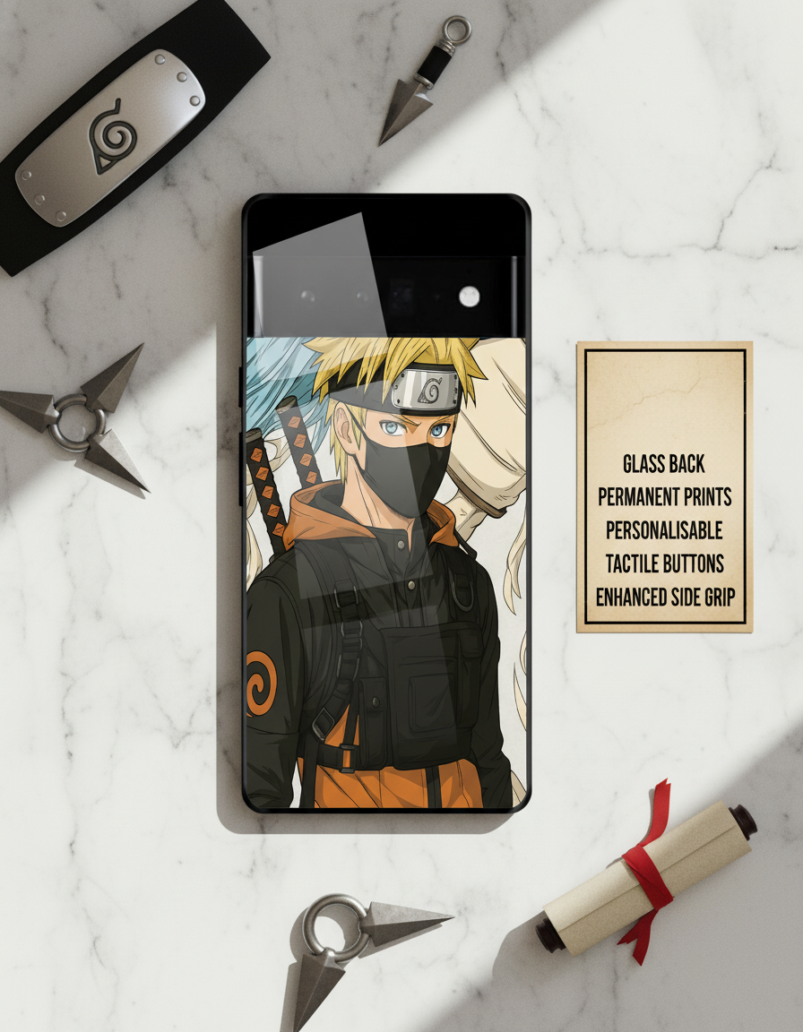 Stealthy Naruto Premium Glass Back Cover For Google Pixel 7,8,9,10 Series