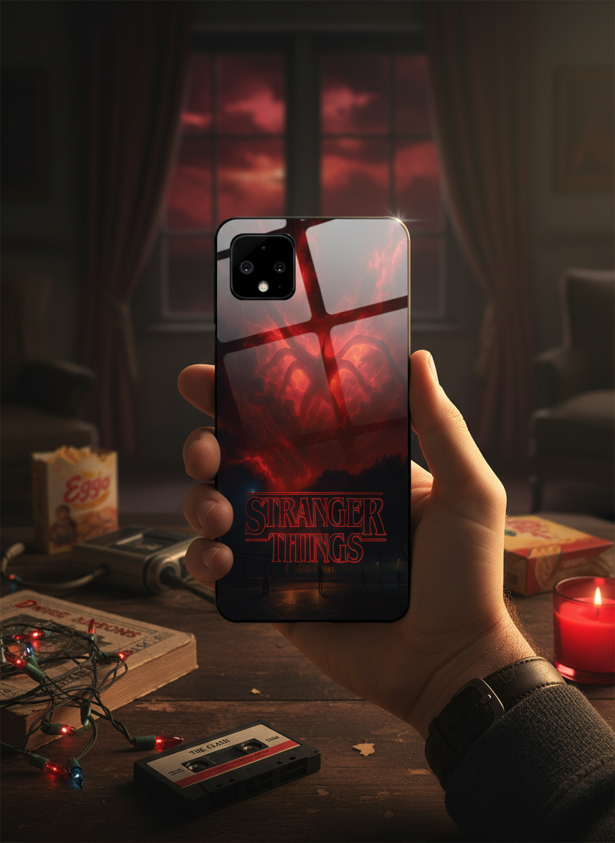 STRANGER THINGS- The Dark Overlord Premium Glass Back Cover For Google Pixel 7,8,9,10 Series