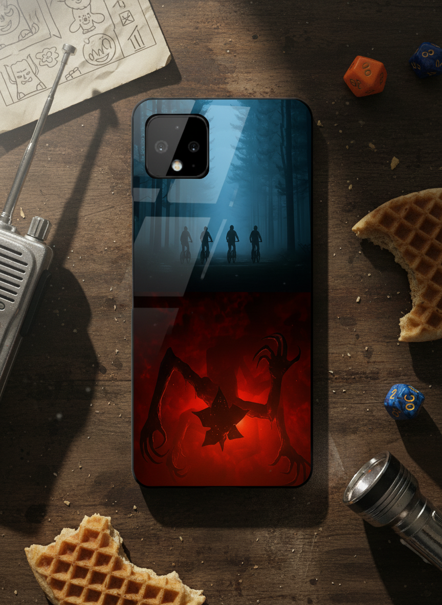 STRANGER THINGS- ShadowSplit Premium Glass Back Cover For Google Pixel 7,8,9,10 Series