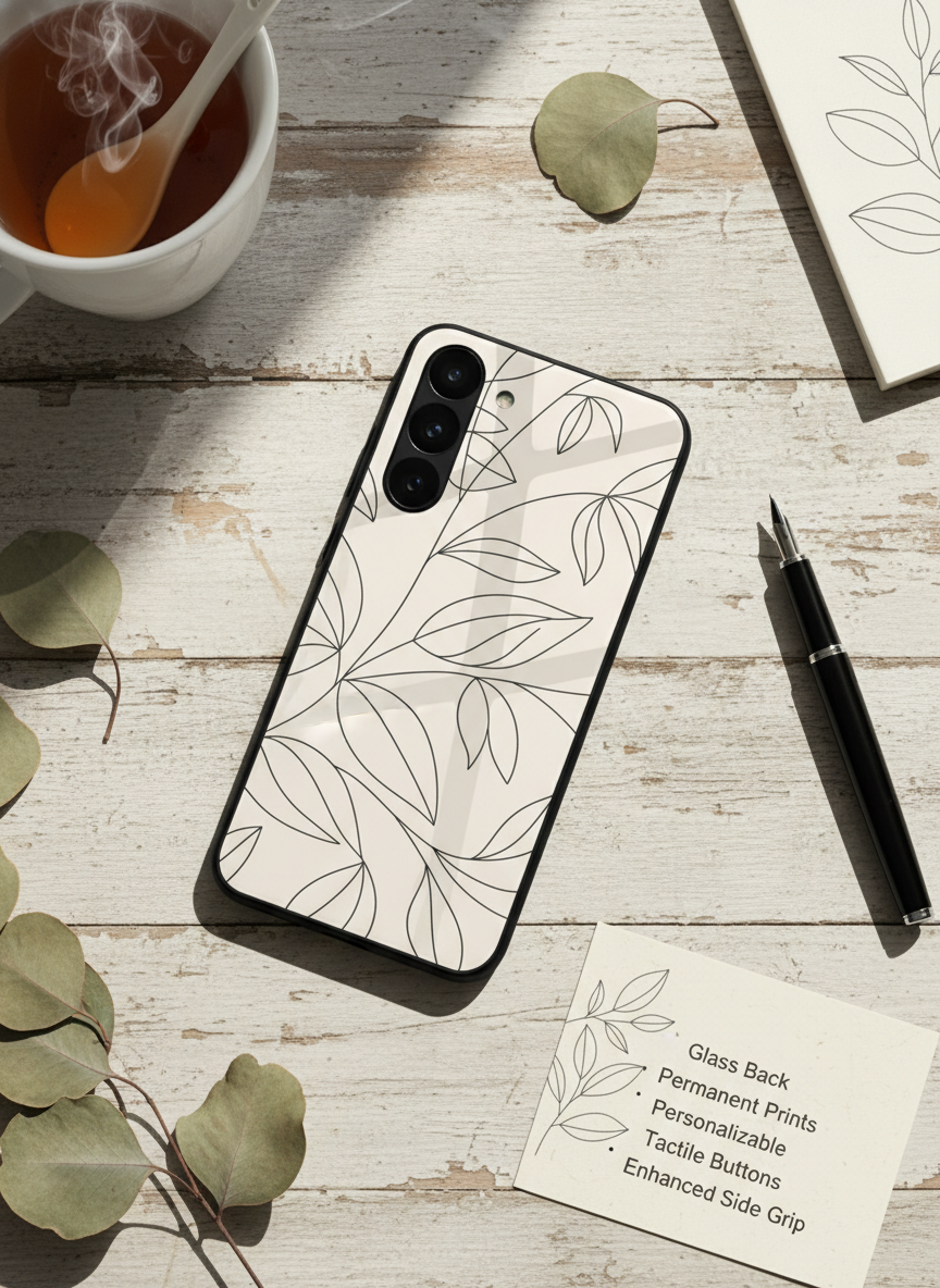 The Petal Sketch Premium Glass Back Cover For Galaxy S, A, M & F Series