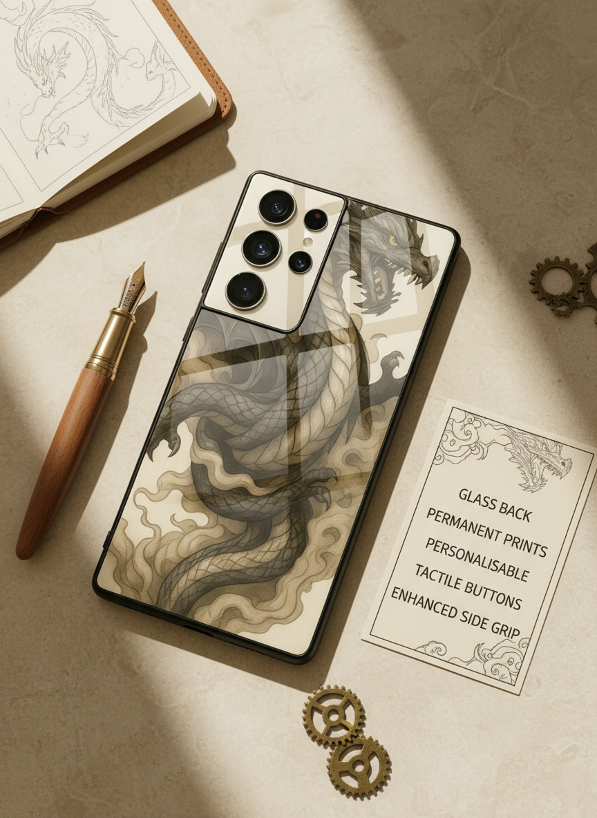 Dragon Premium Glass Back Cover For Galaxy S, A, M & F Series