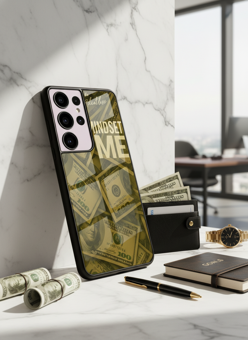 Money Mindset Premium Glass Back Cover For Galaxy S, A, M & F Series