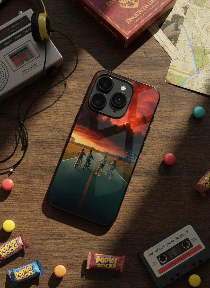 STRANGER THINGS- The Four Riders Premium Glass Back Cover For iPhone 11-17 Models