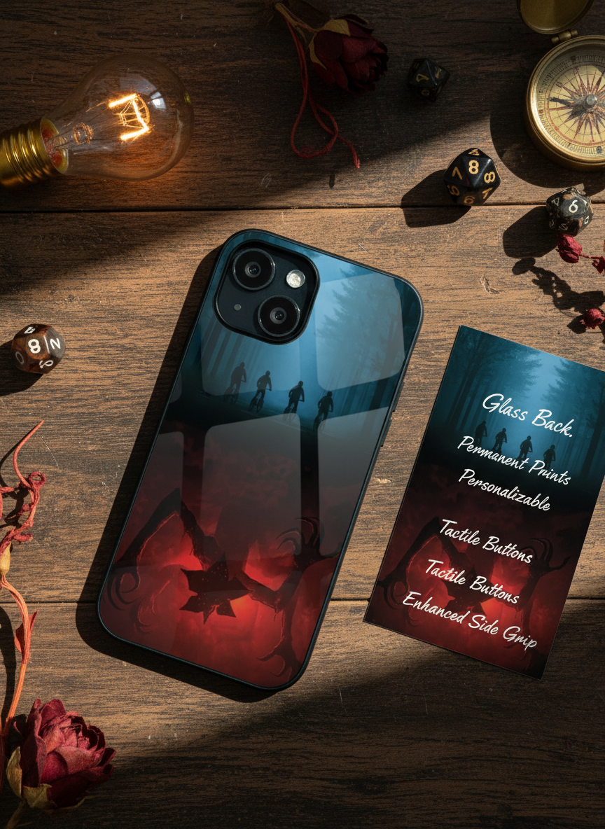 STRANGER THINGS- ShadowSplit Premium Glass Back Cover For iPhone 11-17 Models
