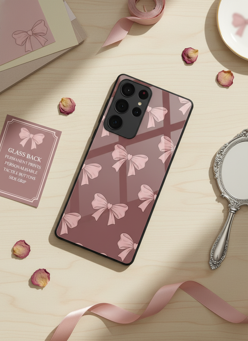 Blush Knots Premium Glass Back Cover For Galaxy S, A, M & F Series