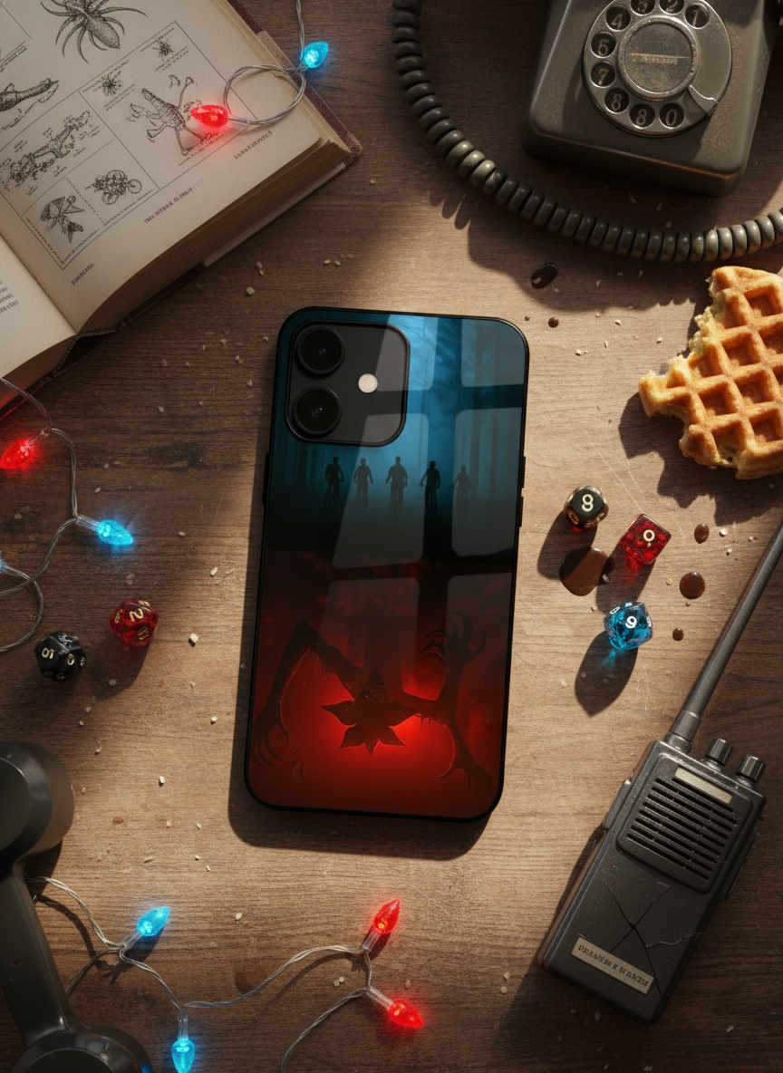 STRANGER THINGS- ShadowSplit Premium Glass Back Cover For iPhone 11-17 Models