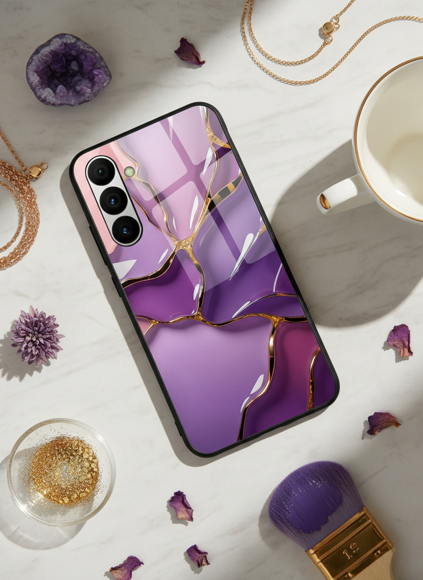 Amethyst Glaze Premium Glass Back Cover For Galaxy S, A, M & F Series
