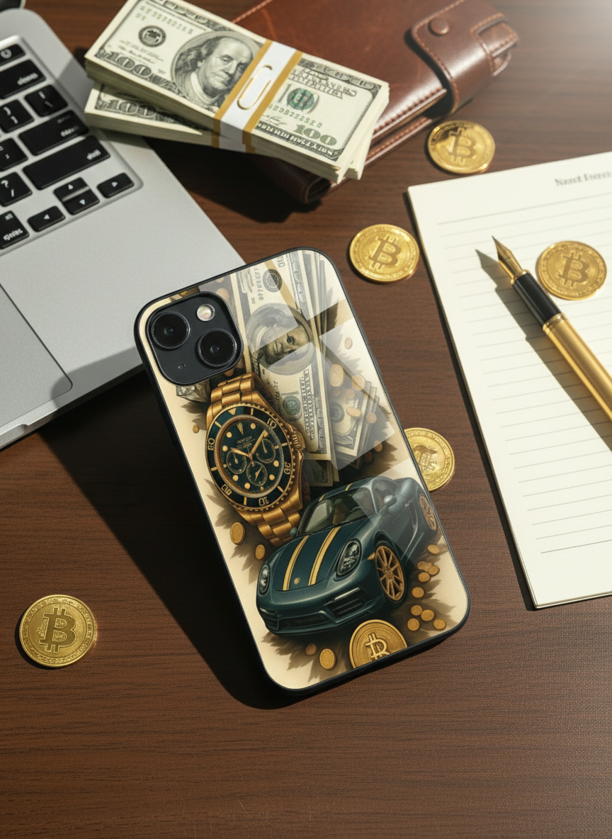 Crypto King Premium Glass Back Cover For iPhone 11-17 Models