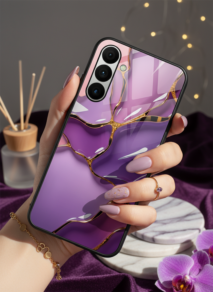 Amethyst Glaze Premium Glass Back Cover For Galaxy S, A, M & F Series