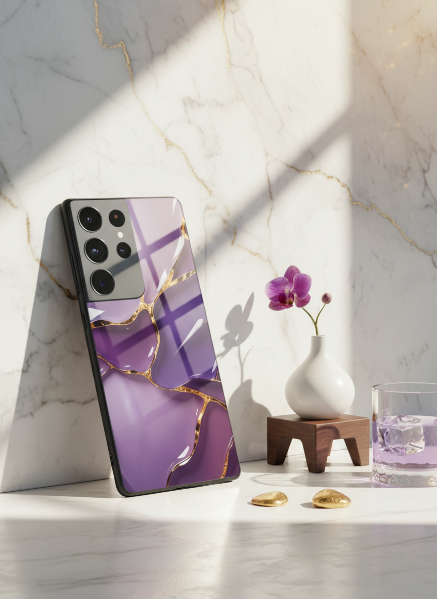 Amethyst Glaze Premium Glass Back Cover For Galaxy S, A, M & F Series