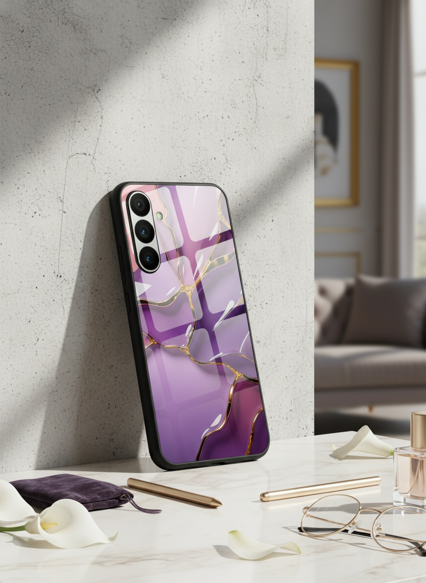 Amethyst Glaze Premium Glass Back Cover For Galaxy S, A, M & F Series