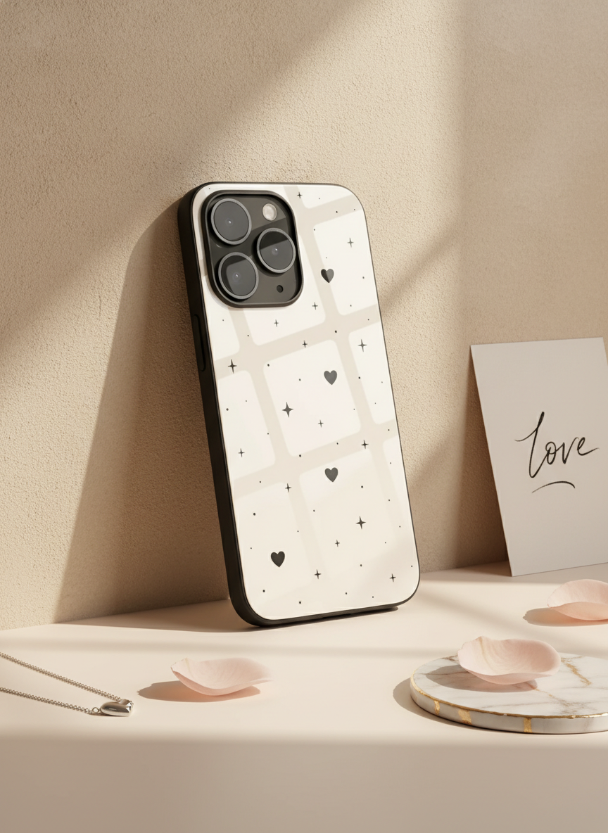Minimal LOVE Premium Glass Back Cover For iPhone 11-17 Models